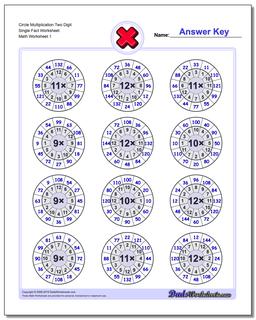 Multiplication Worksheet Circle Two Digit Single Fact Worksheet