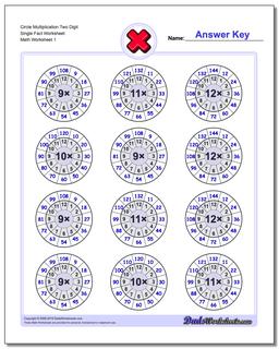 Multiplication Worksheet Circle Two Digit Single Fact Worksheet