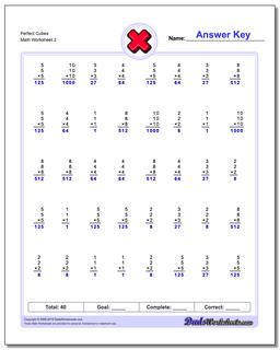 Perfect Cubes /worksheets/multiplication.html Worksheet