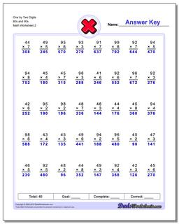 One by Two Digits 80s and 90s /worksheets/multiplication.html Worksheet