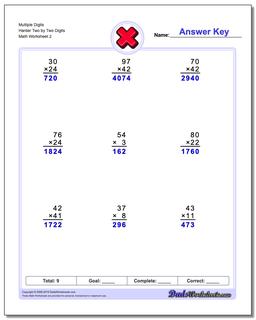 Multiple Digits Harder Two by Two Digits /worksheets/multiplication.html Worksheet