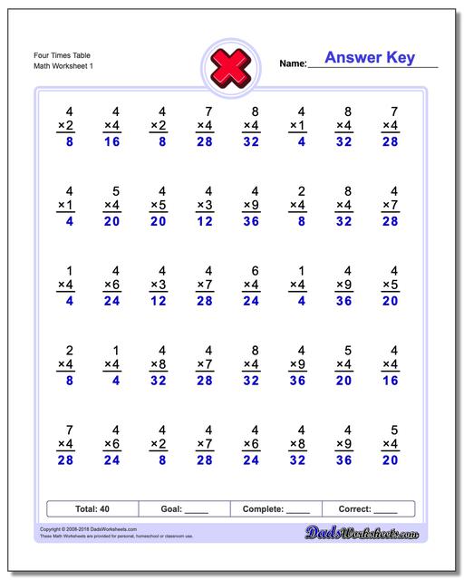 Four And Five Multiplication Worksheet