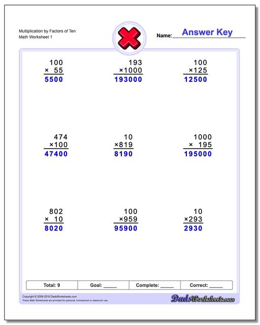  Factors Of Ten Multiplication 