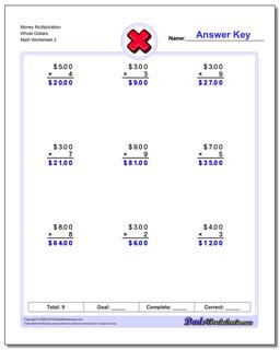 Money Multiplication Worksheet Whole Dollars /worksheets/multiplication.html