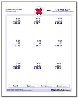 Multiplication Worksheet with Decimals 6