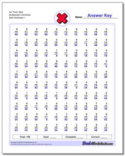 Multiplication Worksheet Six Times Table Worksheet