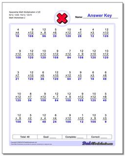 Spaceship Math Multiplication Worksheet x12E 9x12, 12x9, 10x12, 12x10 /worksheets/multiplication.html