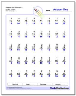 Spaceship Math Multiplication Worksheet F 8x2, 2x8, 9x2, 2x9 /worksheets/multiplication.html
