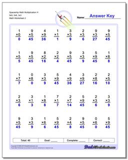 Spaceship Math Multiplication Worksheet H 9x5, 5x9, 3x3 /worksheets/multiplication.html