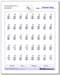 Spaceship Math Multiplication Worksheet T 5x4, 4x5, 4x6, 6x4 /worksheets/multiplication.html