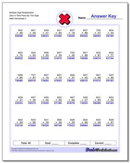 Multiple Digit Multiplication Zero in Tens Place By Two Digit /worksheets/multiplication.html Worksheet