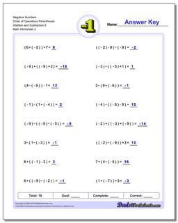 Negative Numbers Order of Operations Parentheses Addition Worksheet and Subtraction Worksheet 8 /worksheets/negative-numbers.html