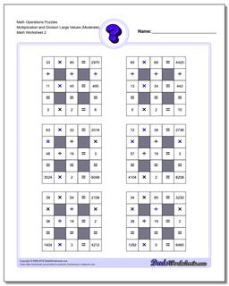 Math Operations Puzzle Multiplication and Division Large Values (Moderate) /worksheets/number-grid-puzzles.html