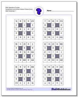 Number Grid Puzzle Math Operations Multiplication and Division Medium Values (Easy)