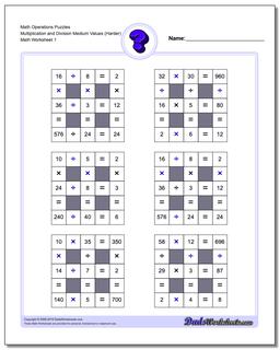 Number Grid Puzzle Math Operations Multiplication and Division Medium Values (Harder)