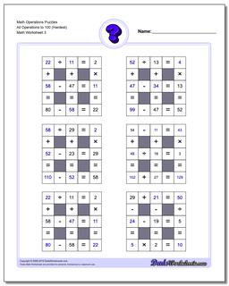 Math Operations Puzzle All Operations to 100 (Hardest)
