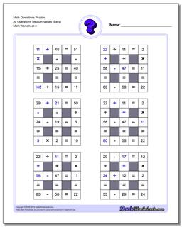 Math Operations Puzzle All Operations Medium Values (Easy)