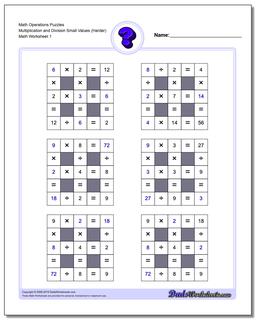 Number Grid Puzzle Math Operations Multiplication and Division Small Values (Harder)