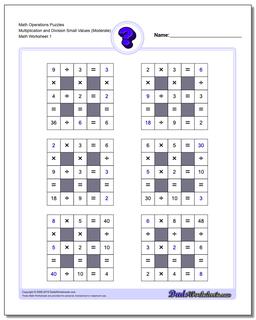 Number Grid Puzzle Math Operations Multiplication and Division Small Values (Moderate)