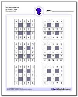 Number Grid Puzzle Math Operations All Operations (Easy)