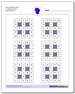 Math Operations Puzzle All Operations (Easy) /worksheets/number-grid-puzzles.html