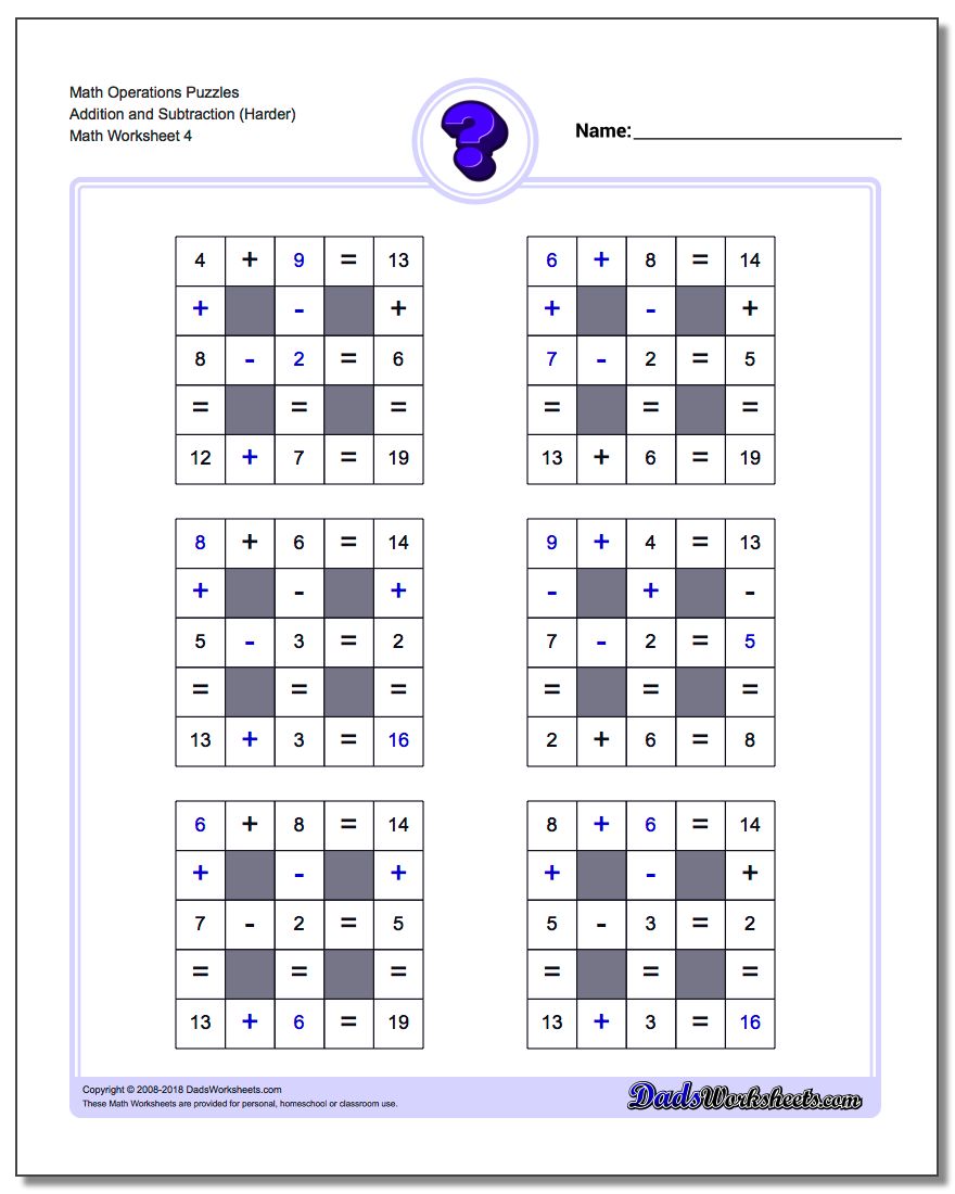 all-operations-logic-puzzles-with-missing-values-and-operations-small-numbers