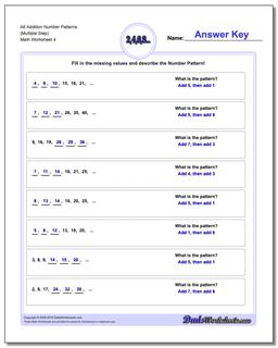 Alt Addition Worksheet Number Patterns (Multiple Step)