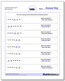 Number Patterns Combination Set 3 Worksheet