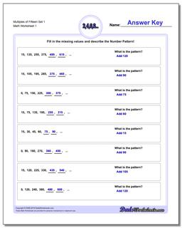 Multiples of Fifteen Set 1 Number Patterns Worksheet