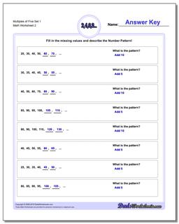 Multiples of Five Set 1 /worksheets/number-patterns.html Worksheet