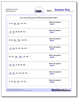 Multiples of Five Set 5 /worksheets/number-patterns.html Worksheet