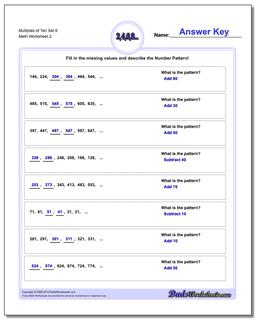 Multiples of Ten Set 6 /worksheets/number-patterns.html Worksheet