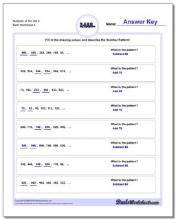Multiples of Ten Set 6 Worksheet