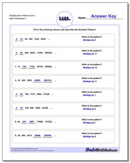 Multiplication Worksheet Patterns Set 4