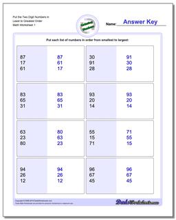 Ordering Numbers Worksheet Put the Two Digit in Least to Greatest Order