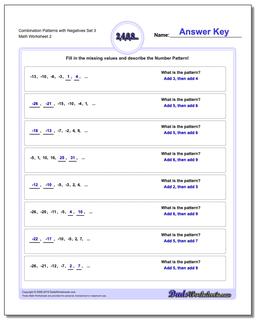 Combination Patterns with Negatives Set 3 /worksheets/patterns-with-negatives.html Worksheet