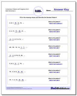 Combination Patterns with Negatives Set 5 /worksheets/patterns-with-negatives.html Worksheet