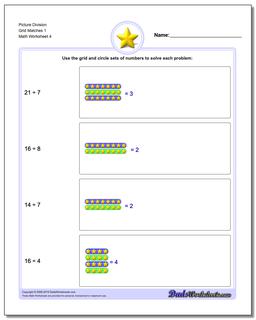 Picture Division Worksheet Grid Matches 1