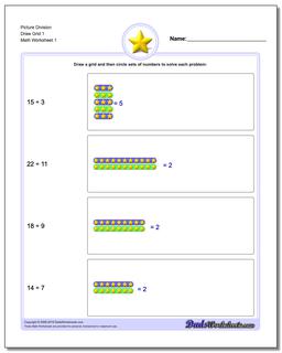 Picture Math Division Worksheet Draw Grid 1