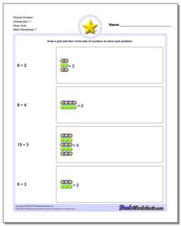 Picture Math Division Worksheet Draw Grid