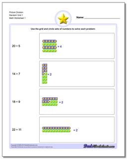 Picture Math Division Worksheet Random Grid 1