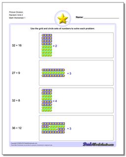 Picture Math Division Worksheet Random Grid 2