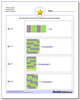 Picture Math Division Worksheet Random Grid 3