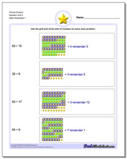 Picture Math Division Worksheet Random Grid 5