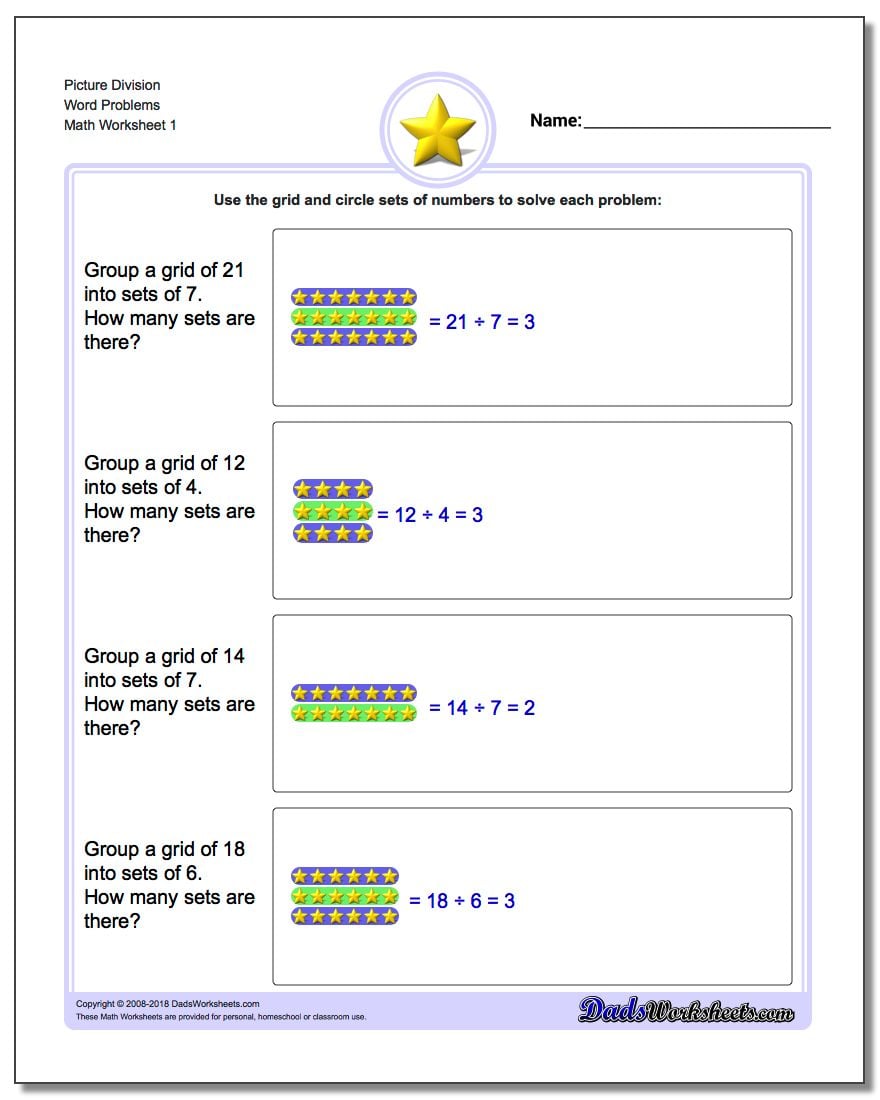 Division Picture Word Problems