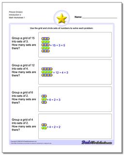 Picture Math Division Worksheet Introduction 2
