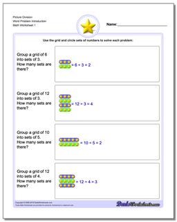 Picture Math Division Worksheet Word Problem Introduction