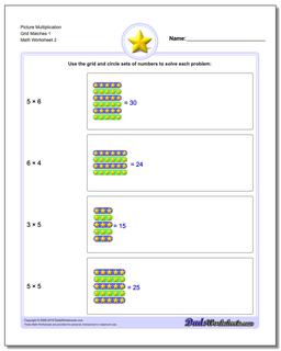Picture Multiplication Worksheet Grid Matches 1 /worksheets/picture-math-multiplication.html