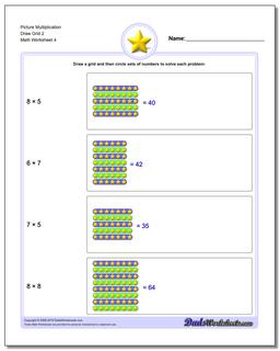 Picture Multiplication Worksheet Draw Grid 2