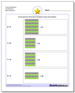 Picture Multiplication Worksheet Grid Matches 2